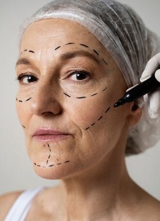Imagem de uma mulher se preparando para eliminar as rugas com harmonização facial
